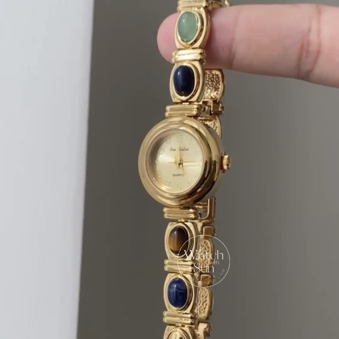 Small Face Gold Natural Stone Watch for Women