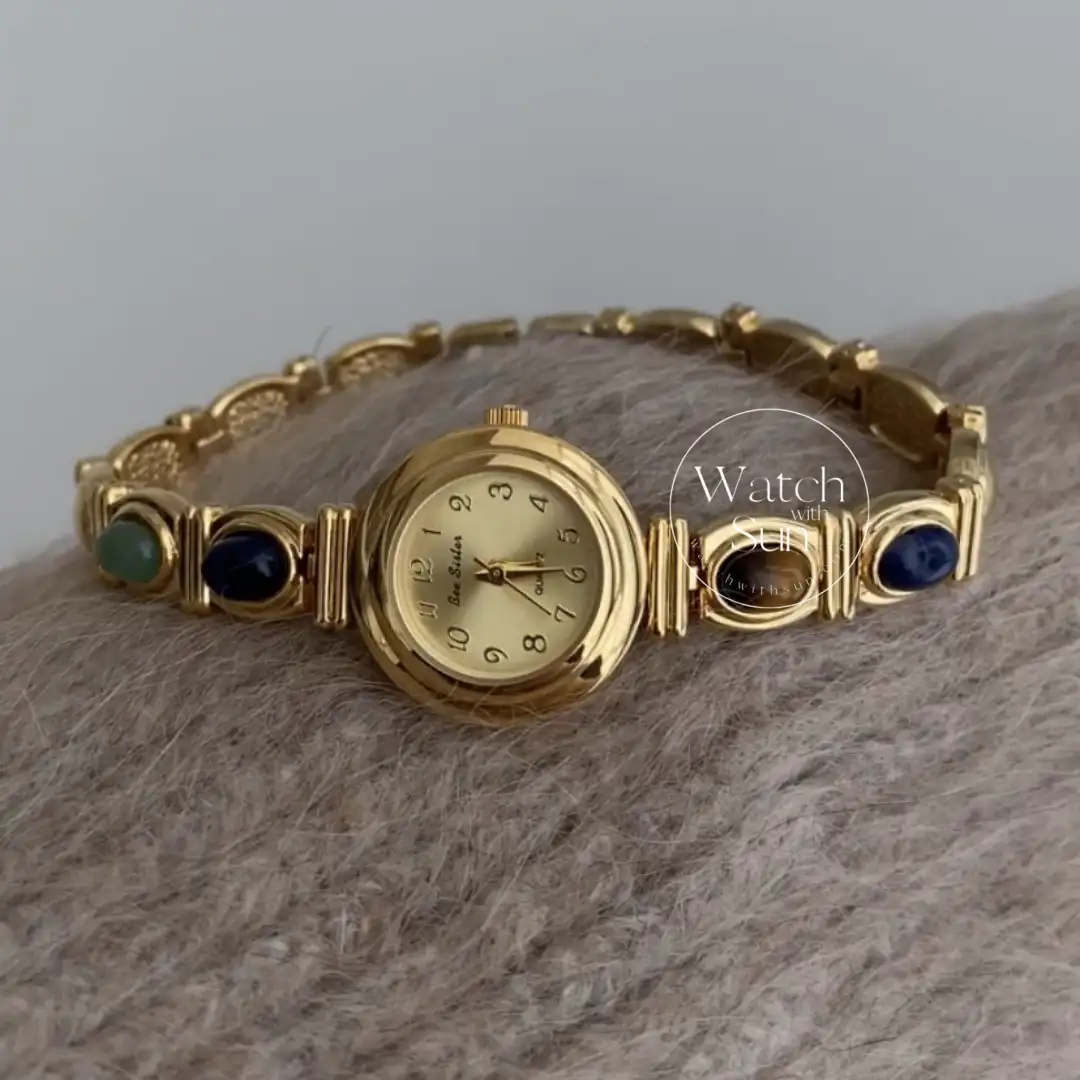 Small Face Gold Natural Stone Watch for Women