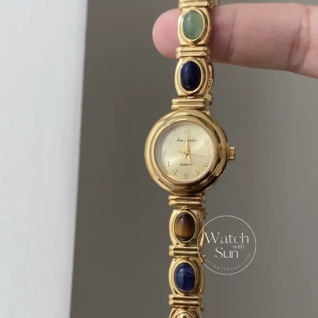 Small Face Gold Natural Stone Watch for Women