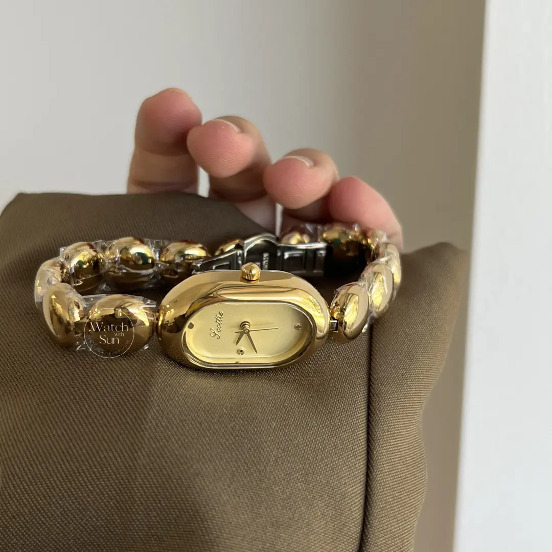 Oval Dial Gold Bracelet Watch for Women