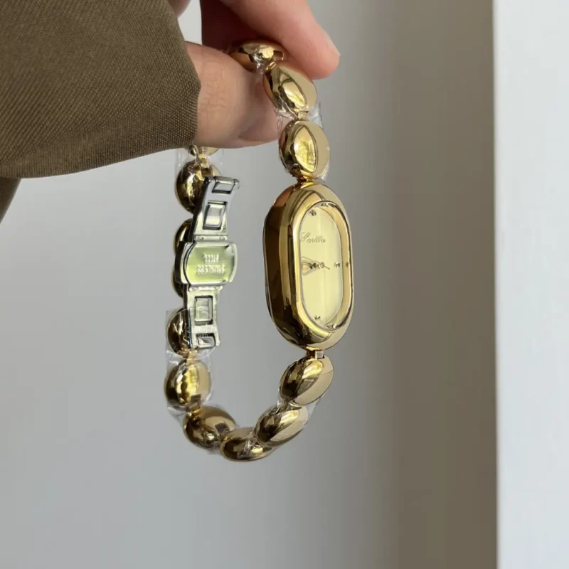 Oval Dial Gold Bracelet Watch for Women