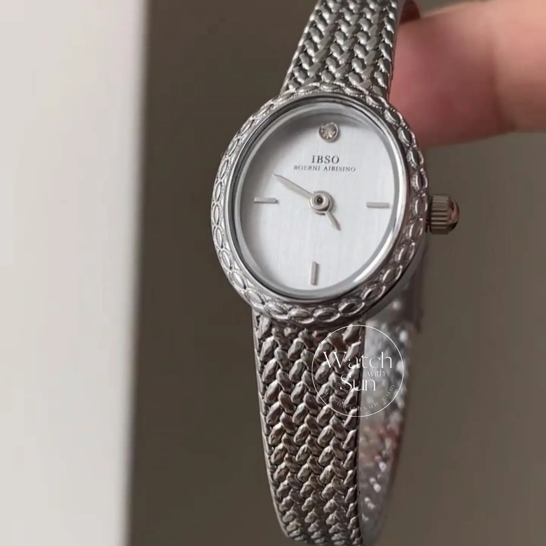 Oval Face Engraved Silver Bracelet Watch for Women