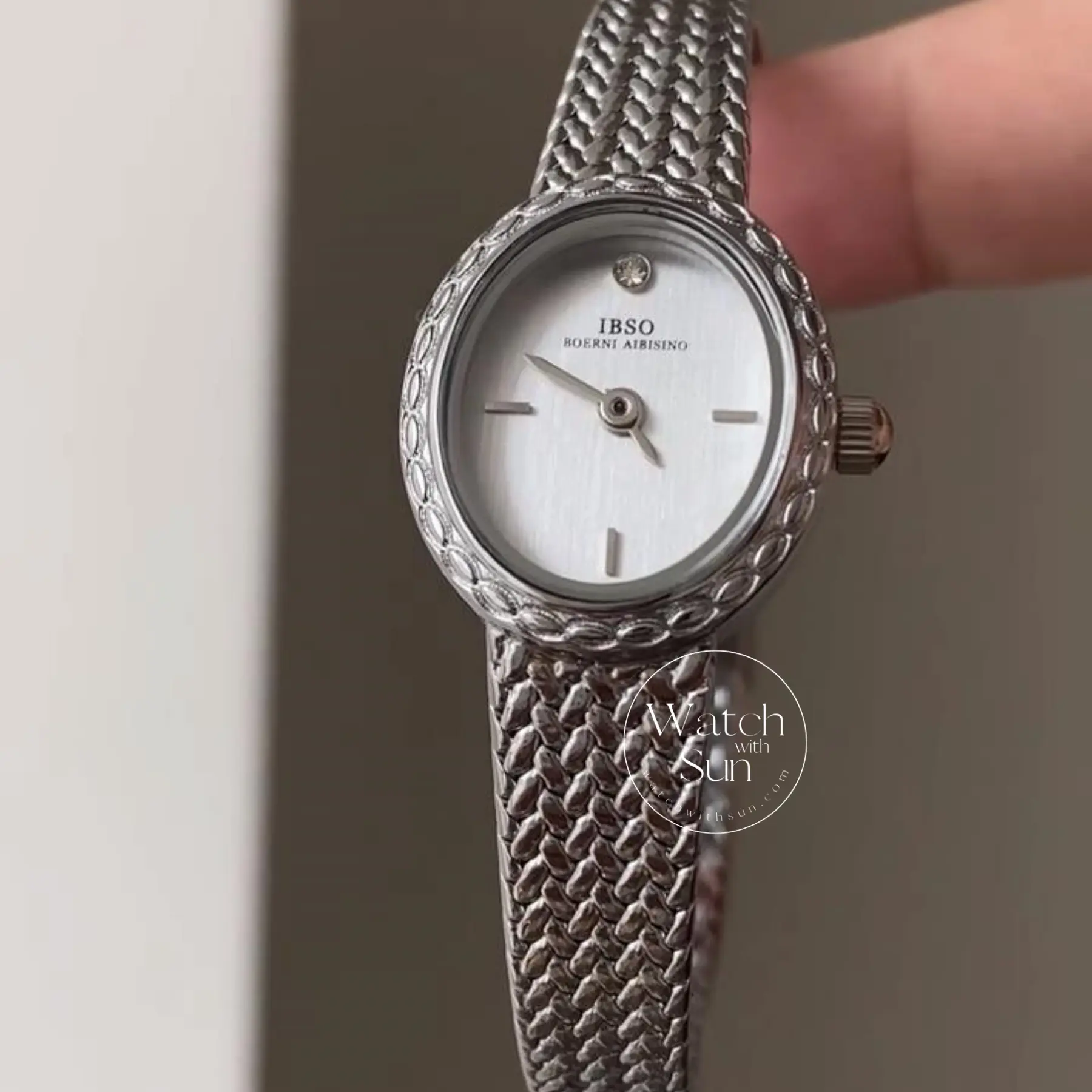 Oval Face Engraved Silver Bracelet Watch for Women