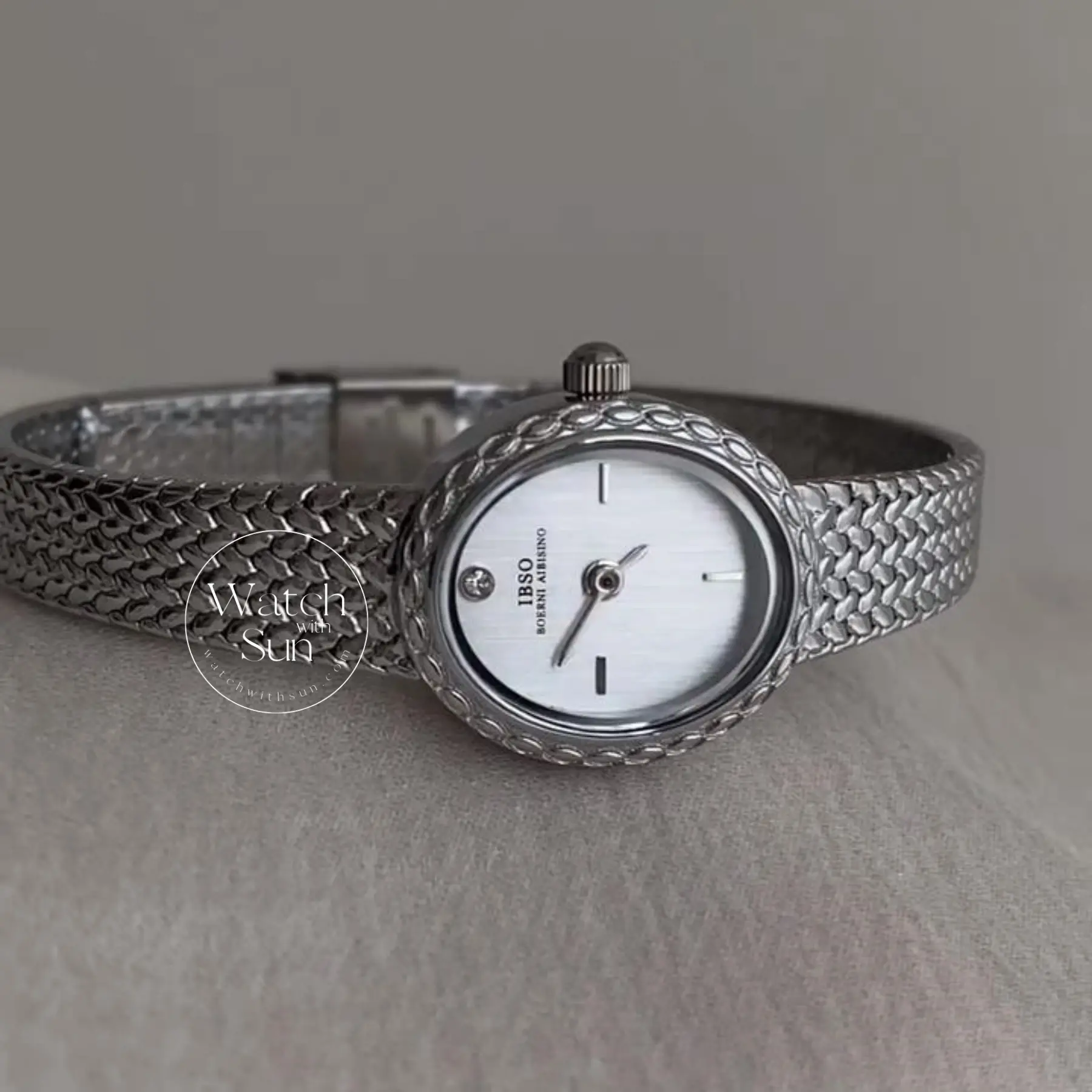 Oval Face Engraved Silver Bracelet Watch for Women