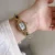 Square Face Gold Natural Stone Watch for Women