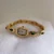 Square Face Gold Natural Stone Watch for Women