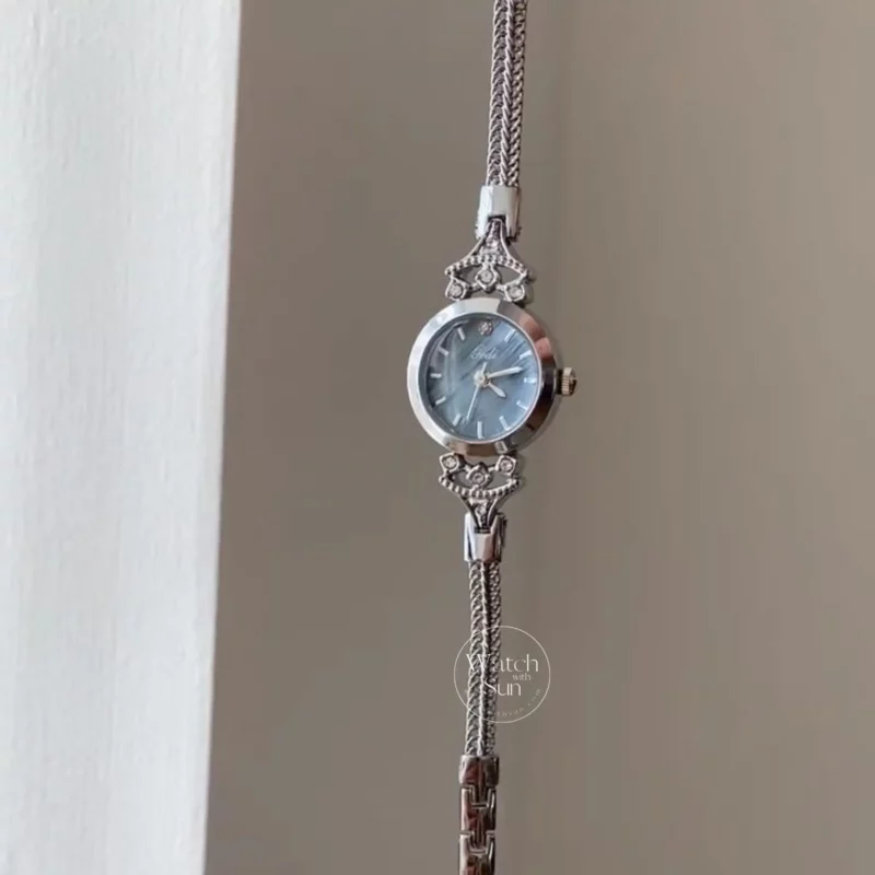 Chic Style Silver Round Stainless Steel Chain Watch for Women