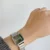 Olive Green Dial Square Face Silver Stainless Steel Laides Watch
