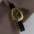 Vintage Style Snake Head Shape Burgundy Leather Watch Emerald Green Dial Watch