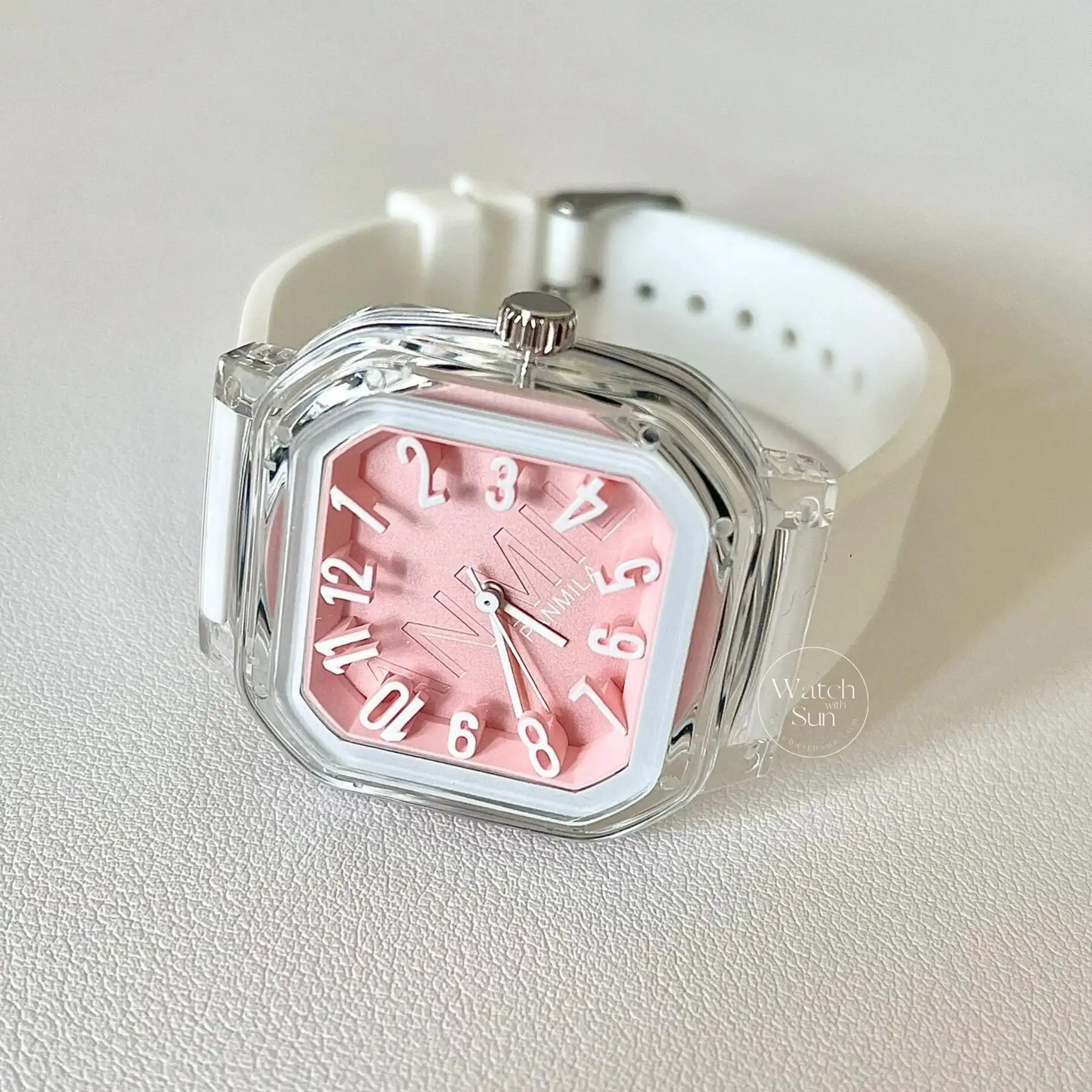 Mint Glow/Pink Silicone Watch for Women