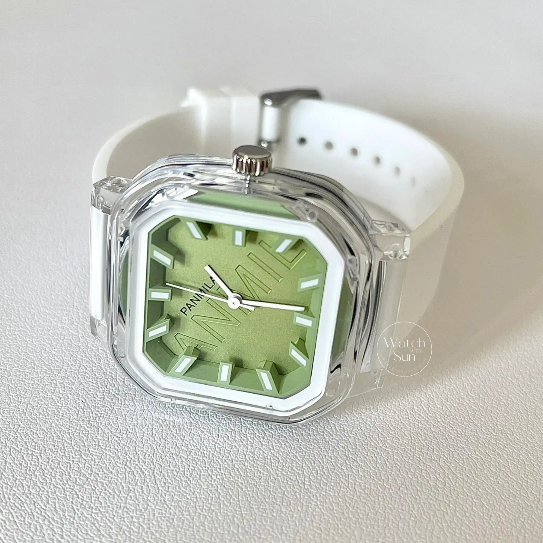 Mint Glow/Pink Silicone Watch for Women