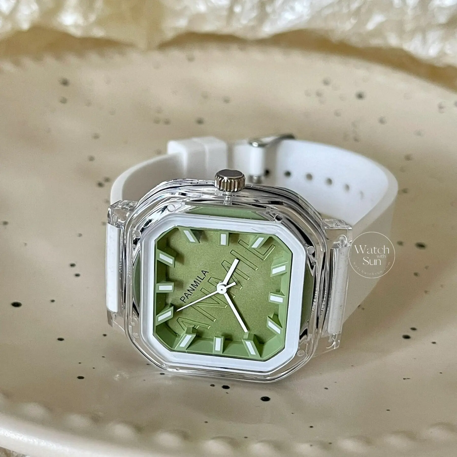 Mint Glow/Pink Silicone Watch for Women