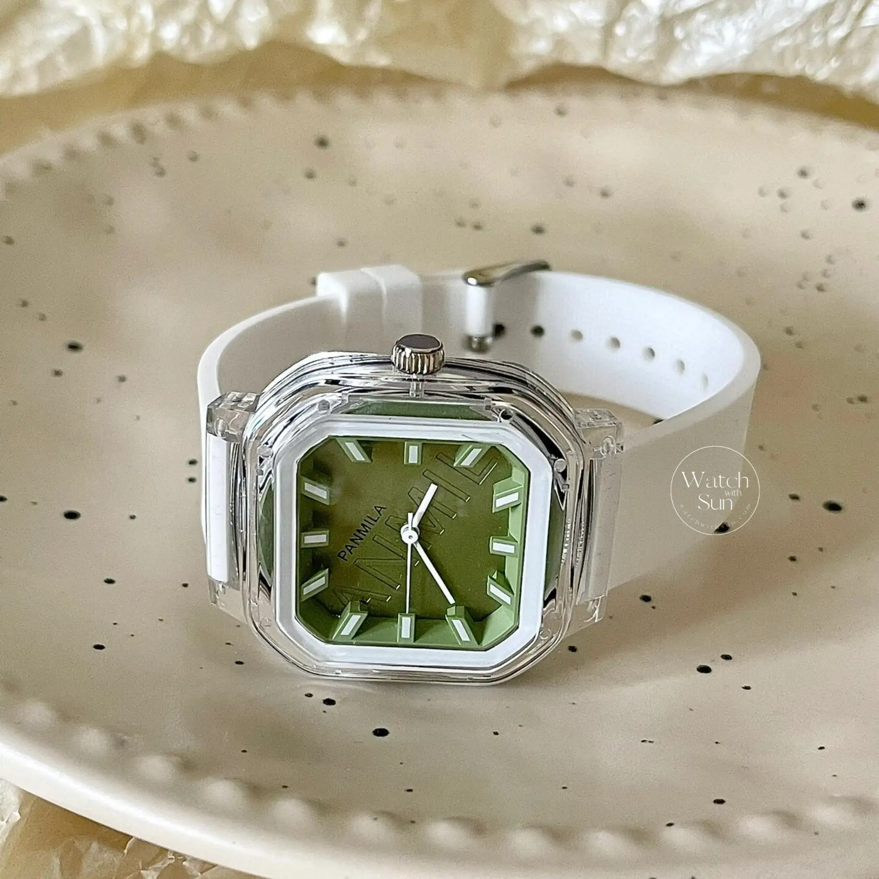 Mint Glow/Pink Silicone Watch for Women