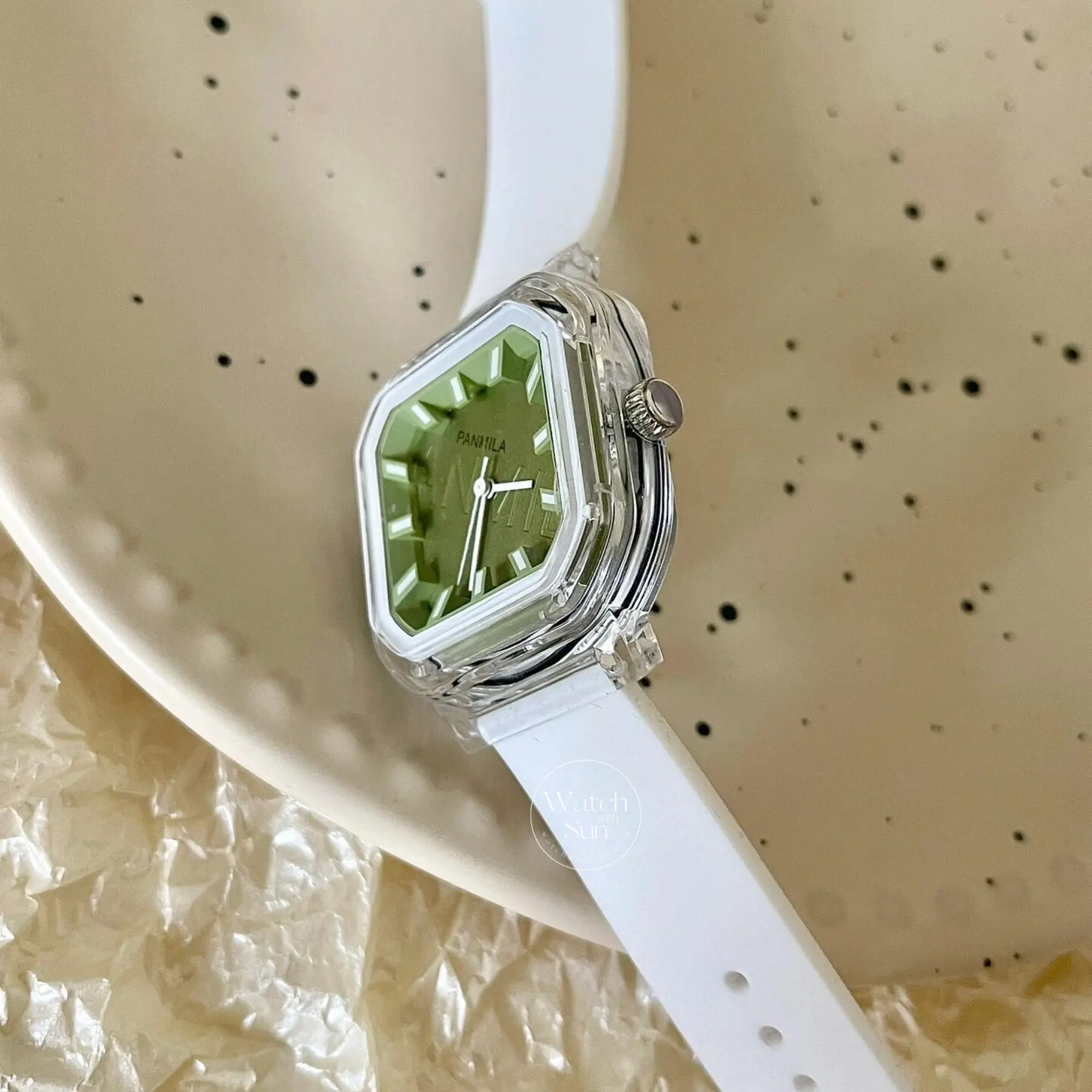 Mint Glow/Pink Silicone Watch for Women