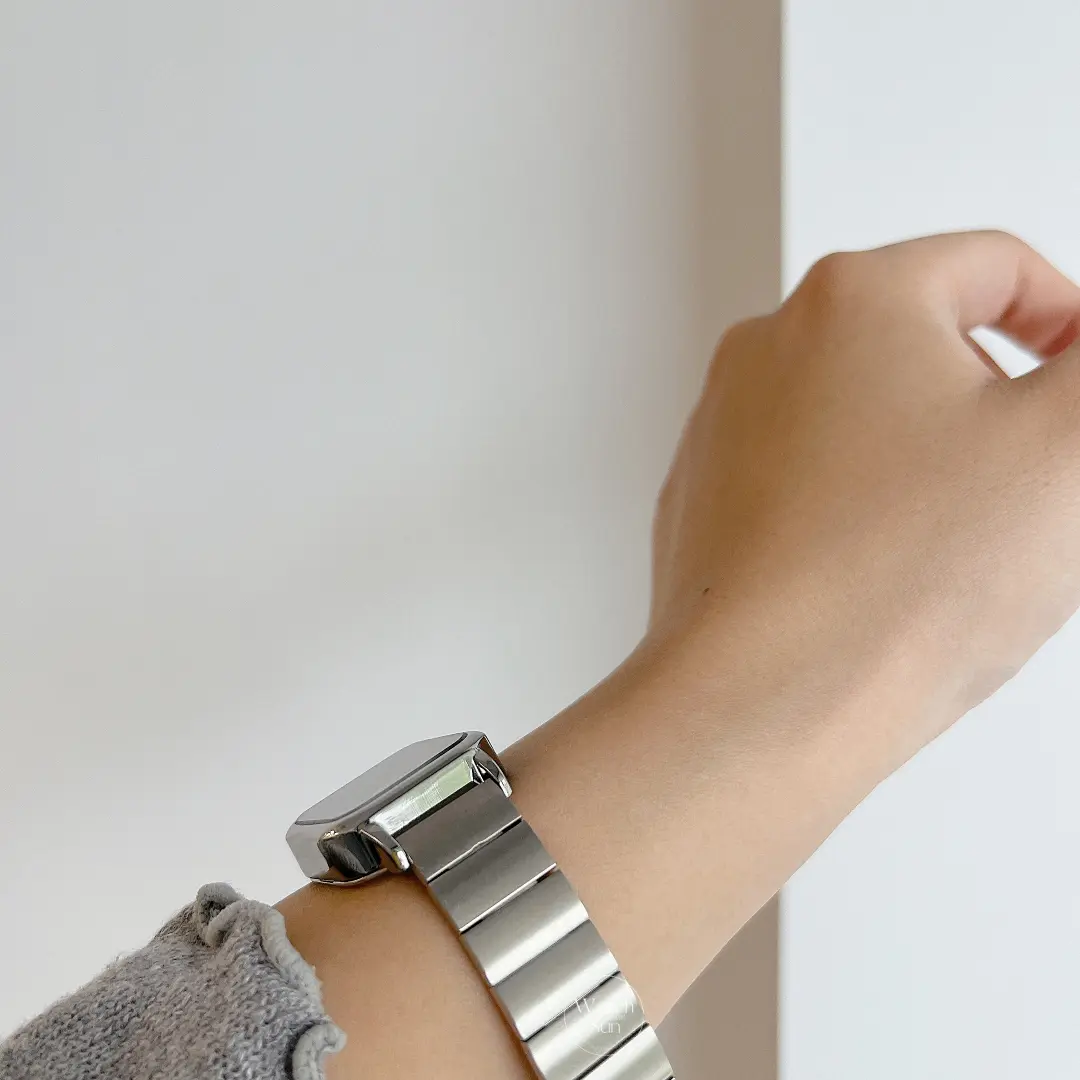 Bule Dial Square Face Silver Stainless Steel Ladies Watch