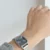 Bule Dial Square Face Silver Stainless Steel Ladies Watch