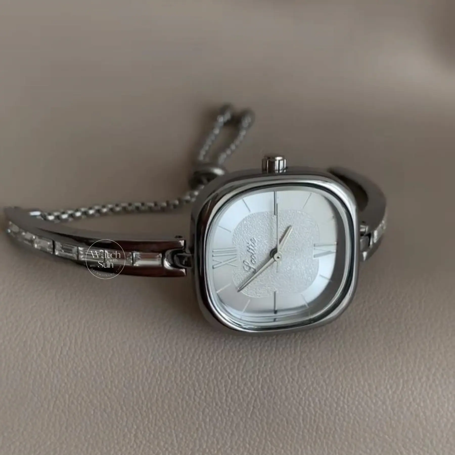 Square Face Silver-toned Dial Watch for Women