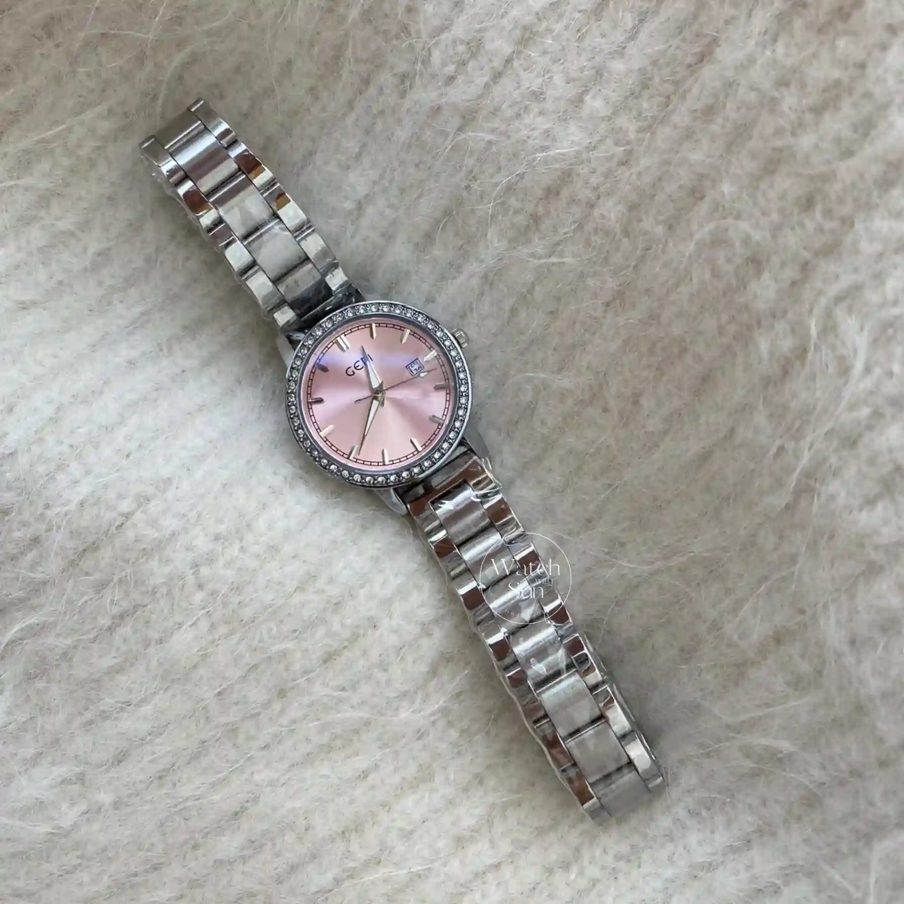 Minimalist Style Blue Round Leather Watch for Women