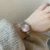 Minimalist Style Blue Round Leather Watch for Women