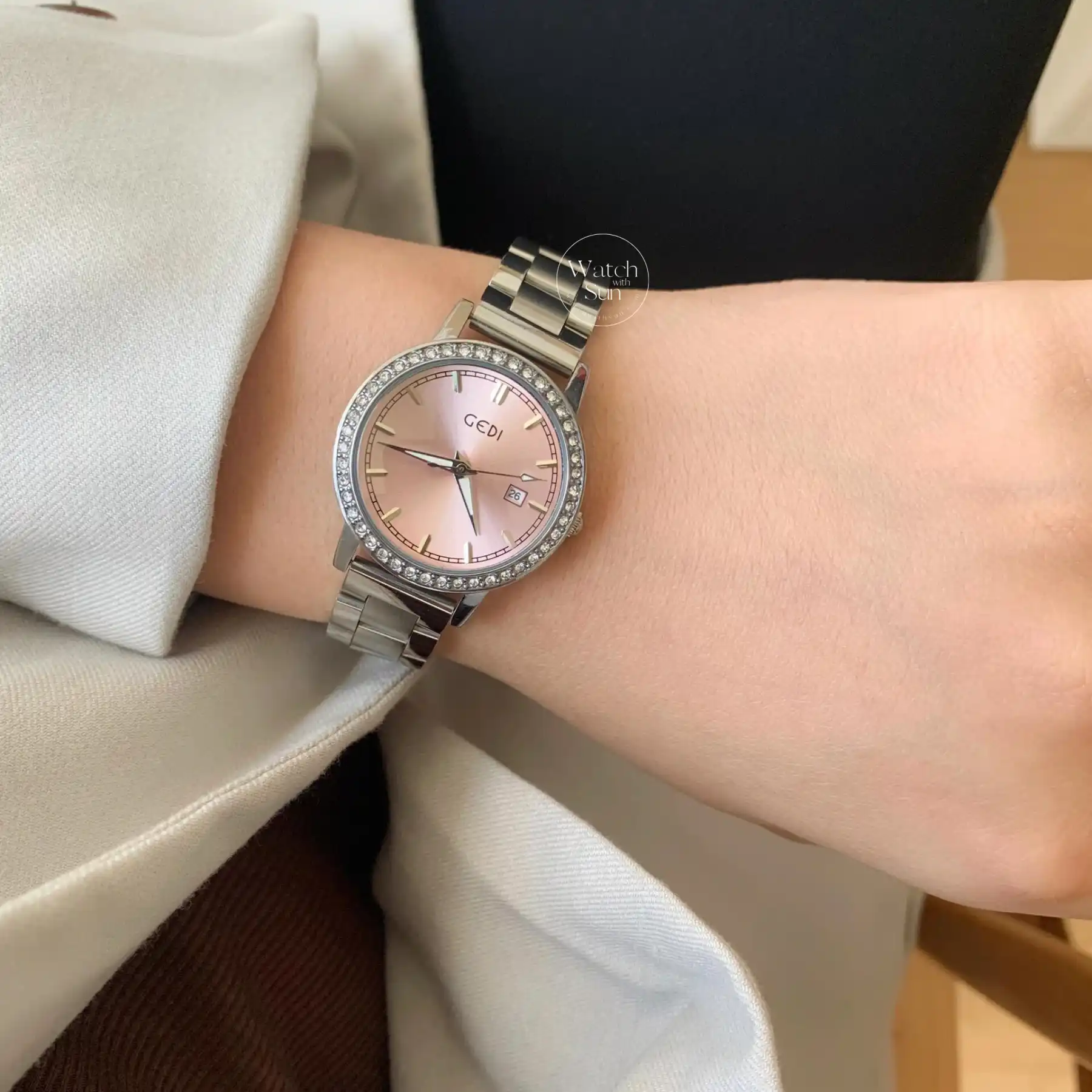 Minimalist Style Blue Round Leather Watch for Women