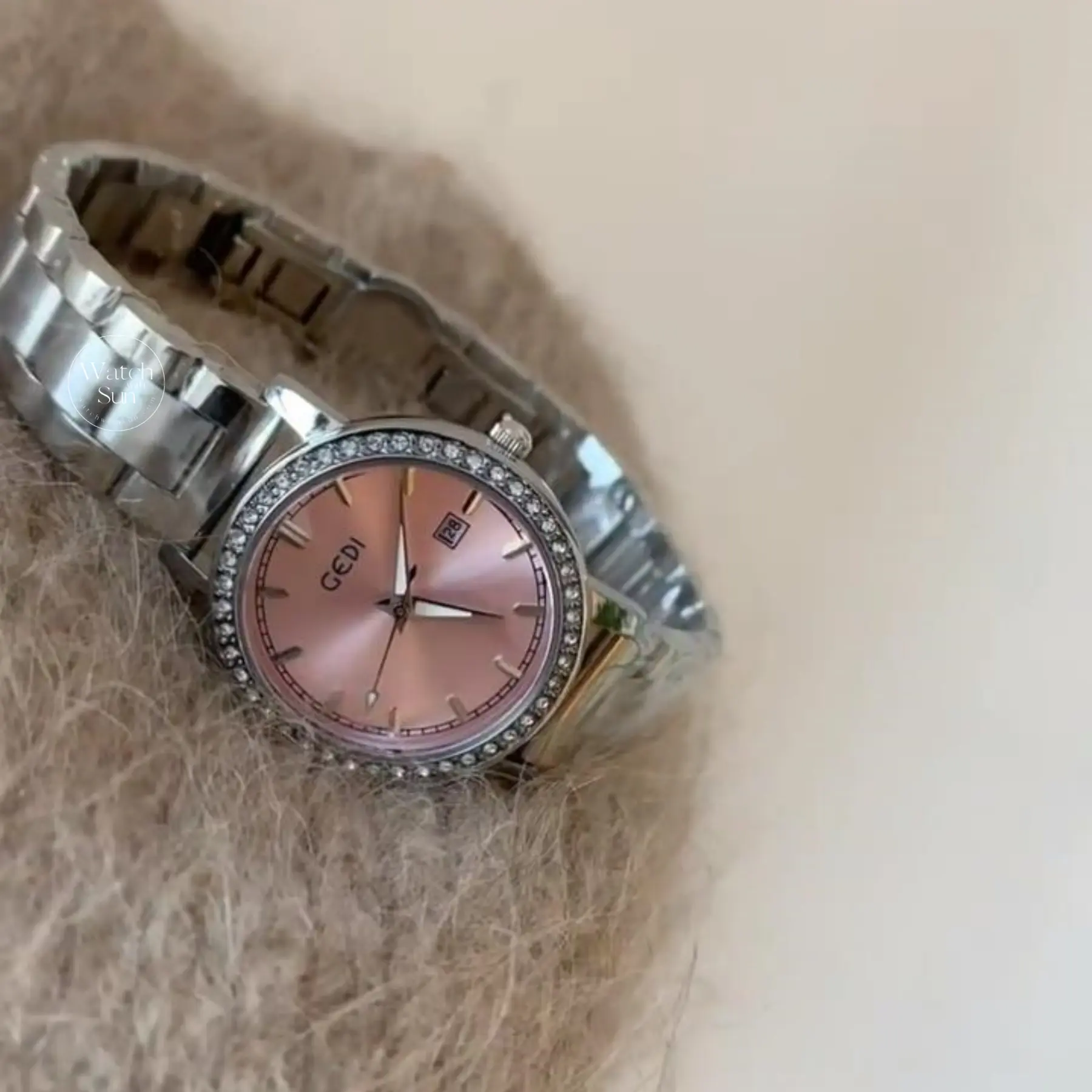 Minimalist Style Blue Round Leather Watch for Women