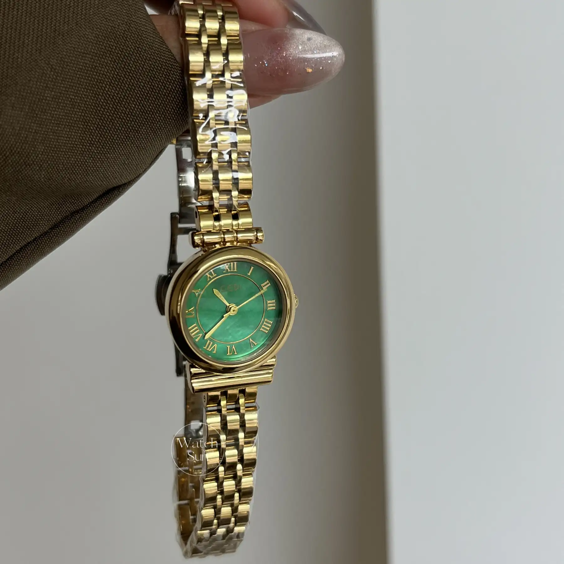 Women's Gold Watches Green Dial Minimalist Ladies Watches