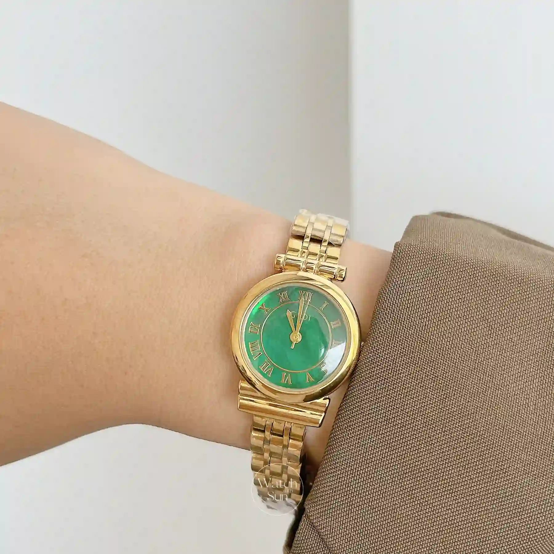 Women's Gold Watches Green Dial Minimalist Ladies Watches