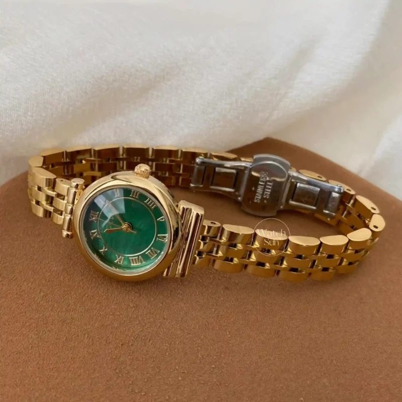 Women's Gold Watches Green Dial Minimalist Ladies Watches