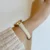 Chic Gold Pink Leather Band Watch Irregular Case Watch for Women