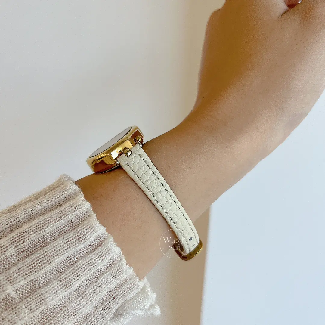 Chic Gold Pink Leather Band Watch Irregular Case Watch for Women