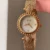 Elegant Beige Mother of Pearl Dial Watch Vintage-Inspired Gold Mesh Bracelet Ladies Watch