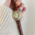 Vintage-inspired Gold Roman Numeral Dial Brown Leather Strap Watch for Women