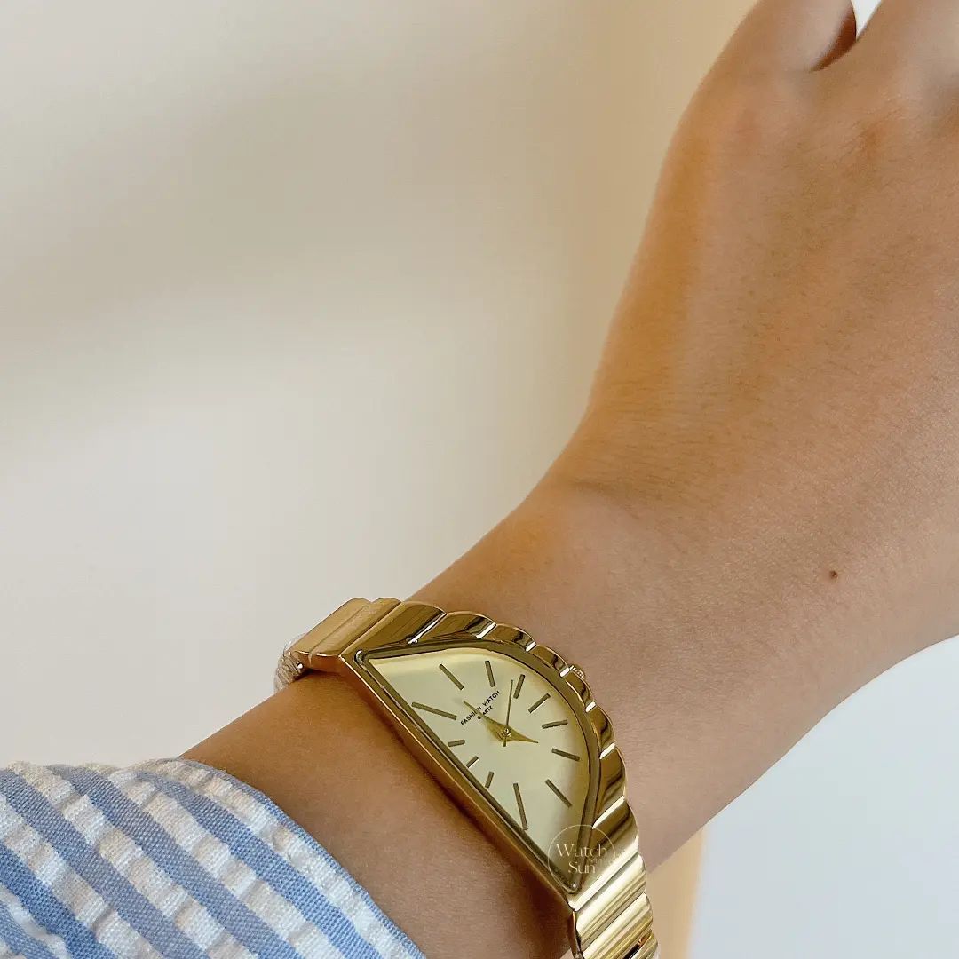 Vintage Inspired Gold/Silver Bracelet Watch for Women Modern Art Deco Vibe Asymmetrical Watch