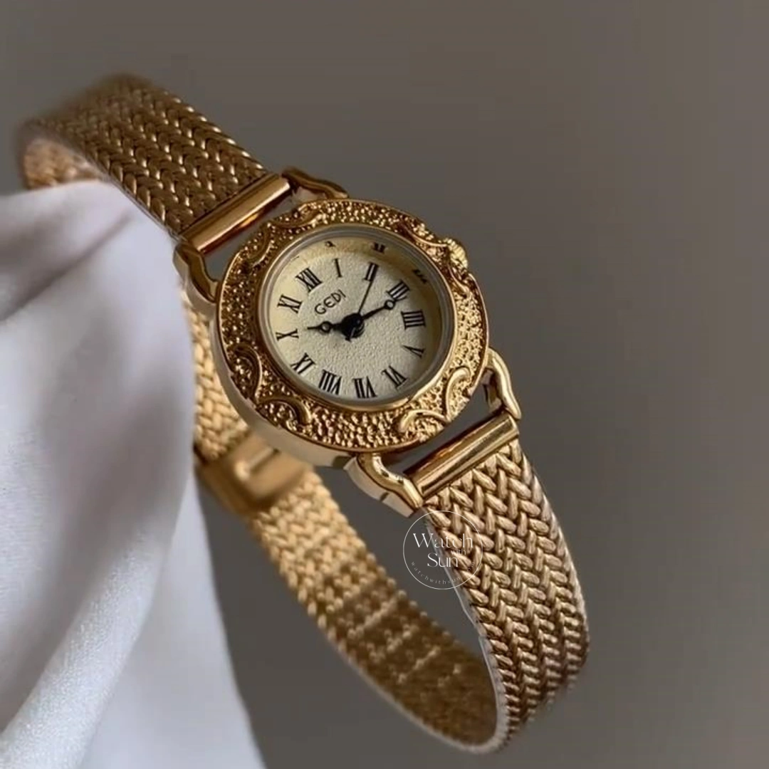 Vintage-Inspired Roman Numeral Dial Gold Watch for WomenVintage-Inspired Roman Numeral Dial Gold Watch for Women