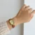 Vintage-Inspired Gold Roman Numeral Brown & Black Genuine Leather Watch for Women