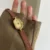 Vintage-Inspired Gold Roman Numeral Brown & Black Genuine Leather Watch for Women