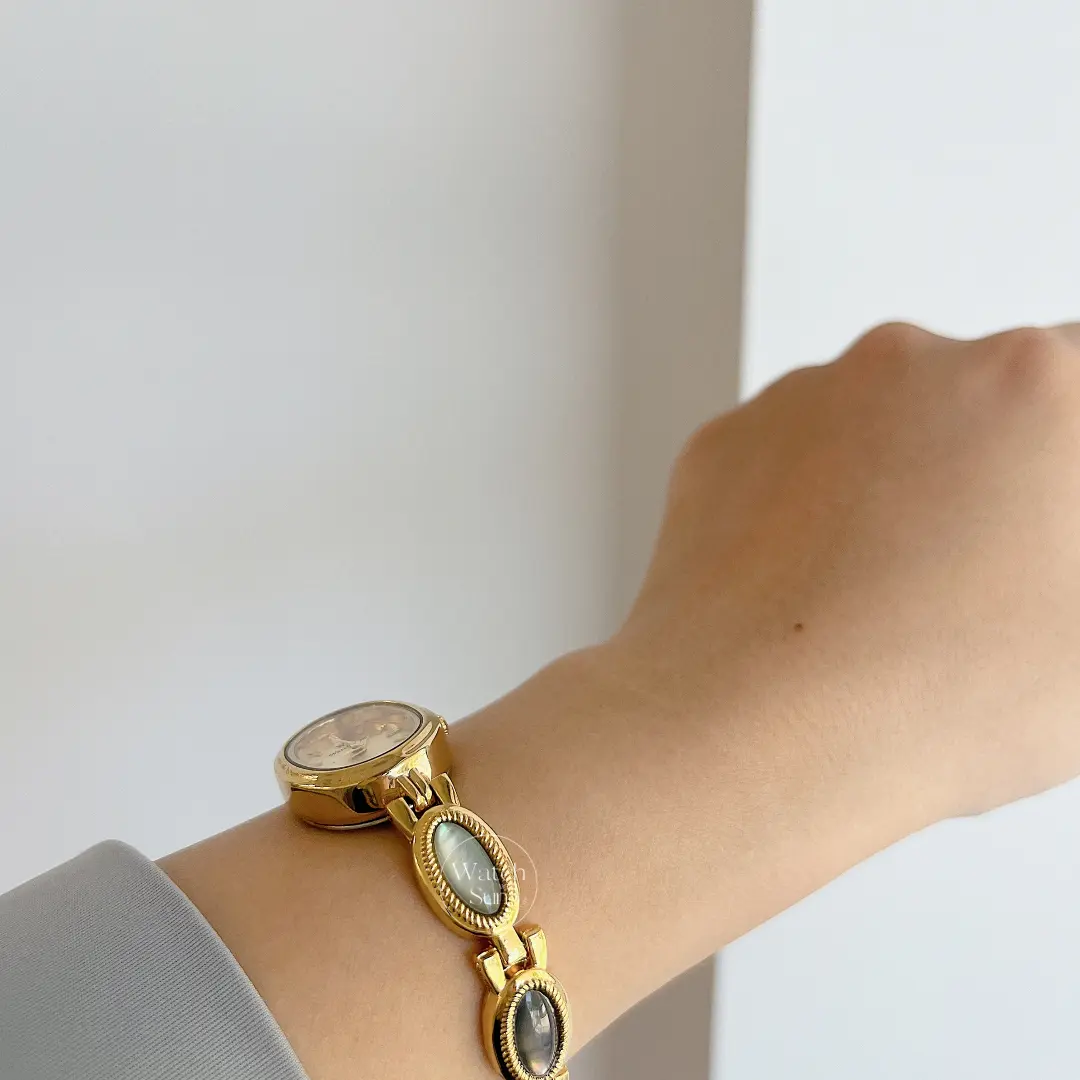 Vintage-Inspired Mother of Pearl Band Watch Dainty Gold Dial Women's Watch