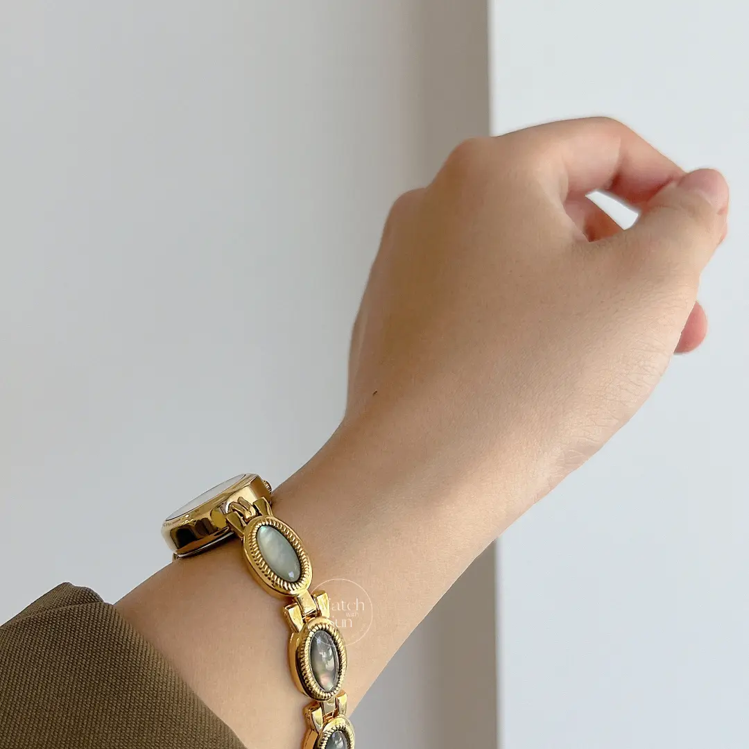 Vintage-Inspired Mother of Pearl Band Watch Dainty Gold Dial Women's Watch