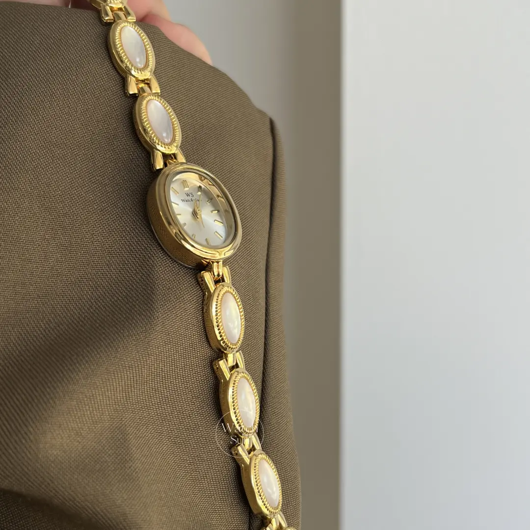 Vintage-Inspired Mother of Pearl Band Watch Dainty White Dial Women's Watch