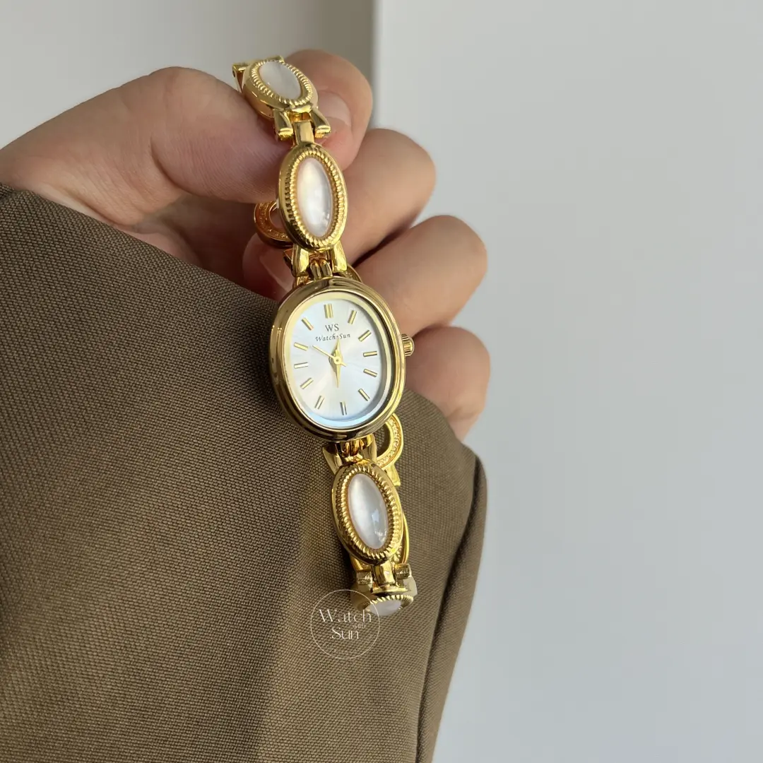 Vintage-Inspired Mother of Pearl Band Watch Dainty White Dial Women's Watch