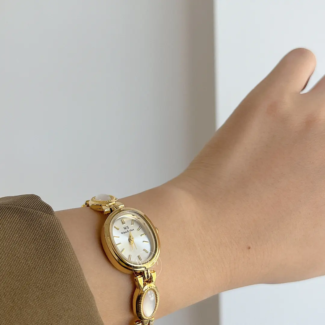 Vintage-Inspired Mother of Pearl Band Watch Dainty White Dial Women's Watch