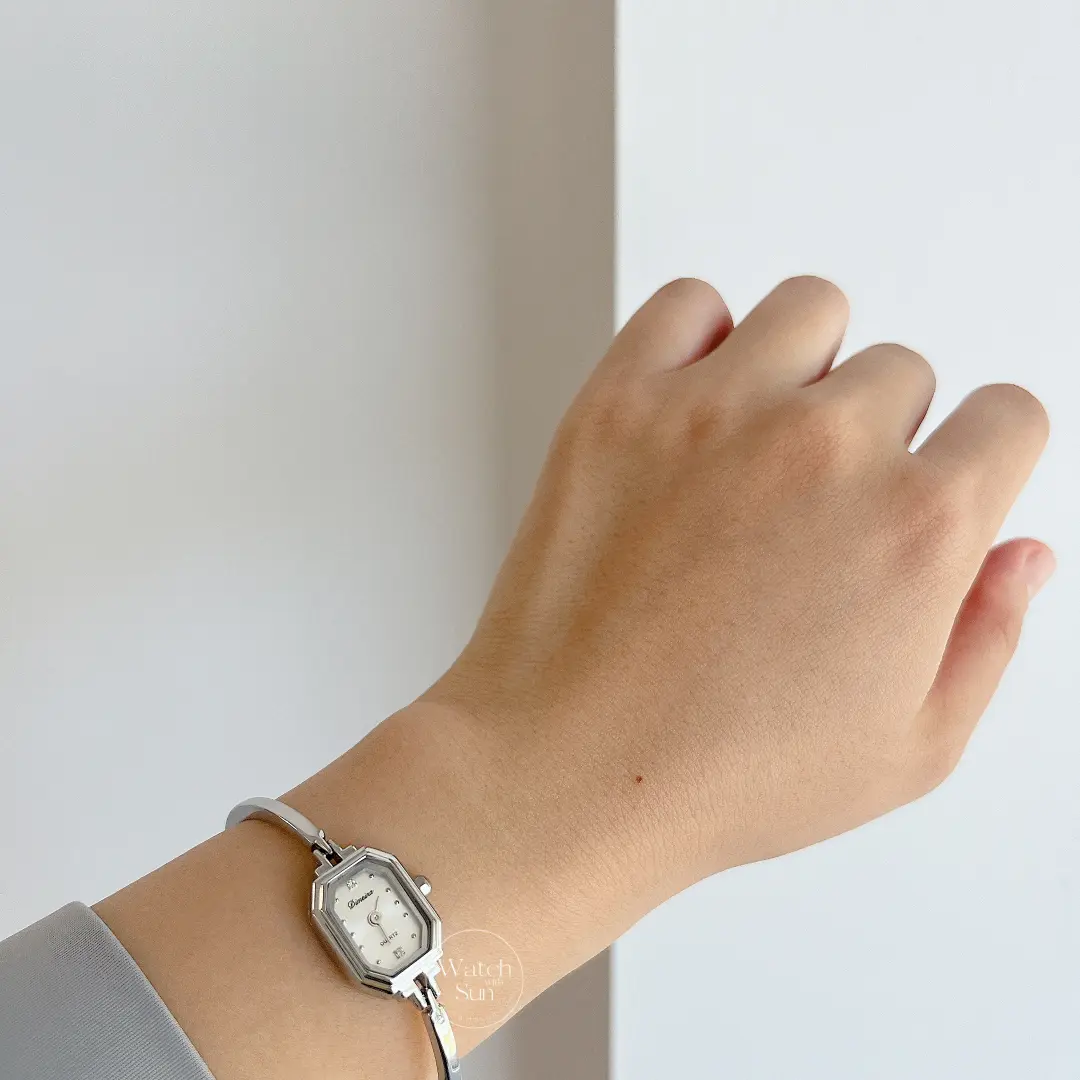 Vintage-Inspired Silver Octagon Bracelet Watch Small Face Watch for Women