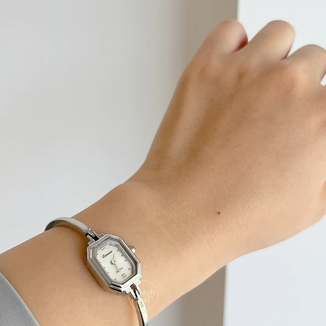 Vintage-Inspired Silver Octagon Bracelet Watch Small Face Watch for Women