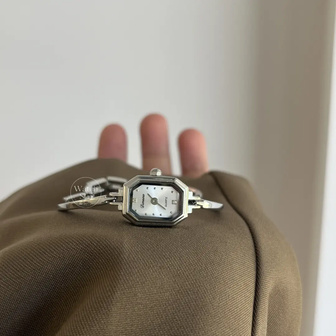 Vintage-Inspired Silver Octagon Bracelet Watch Small Face Watch for Women