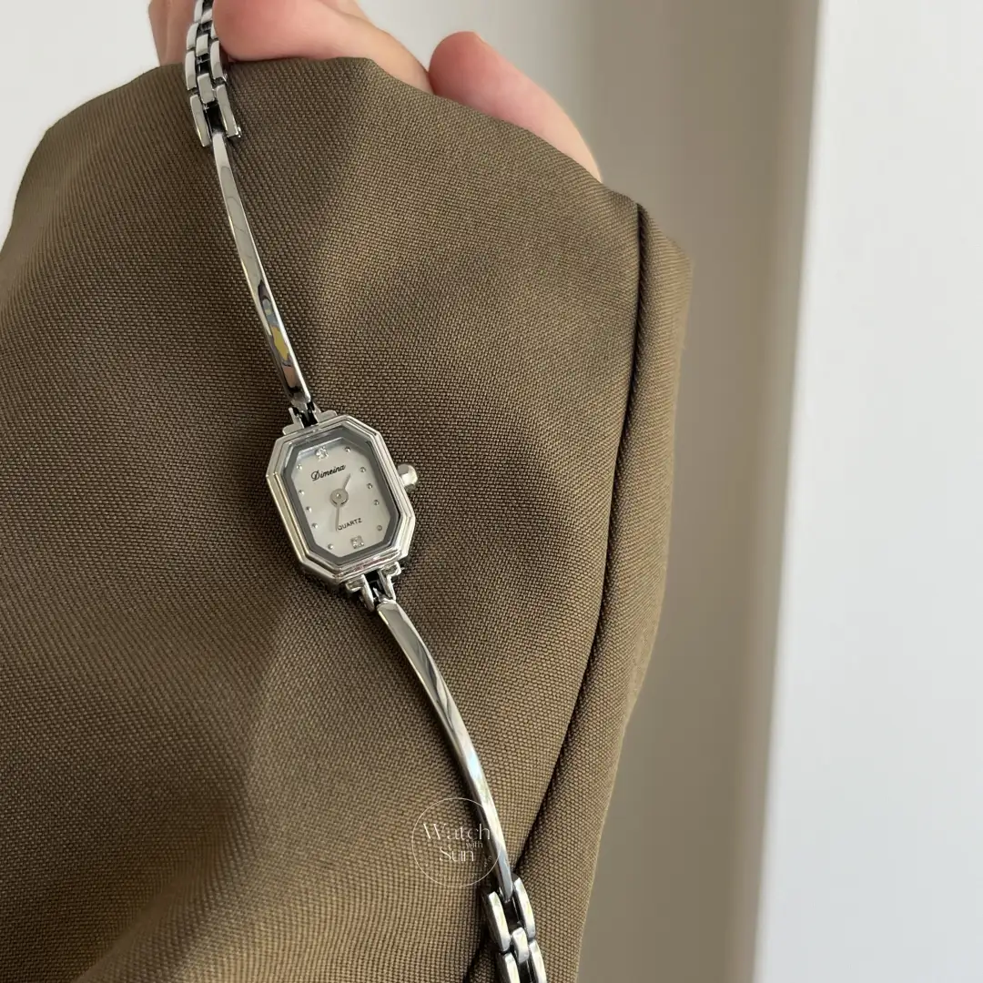 Vintage-Inspired Silver Octagon Bracelet Watch Small Face Watch for Women