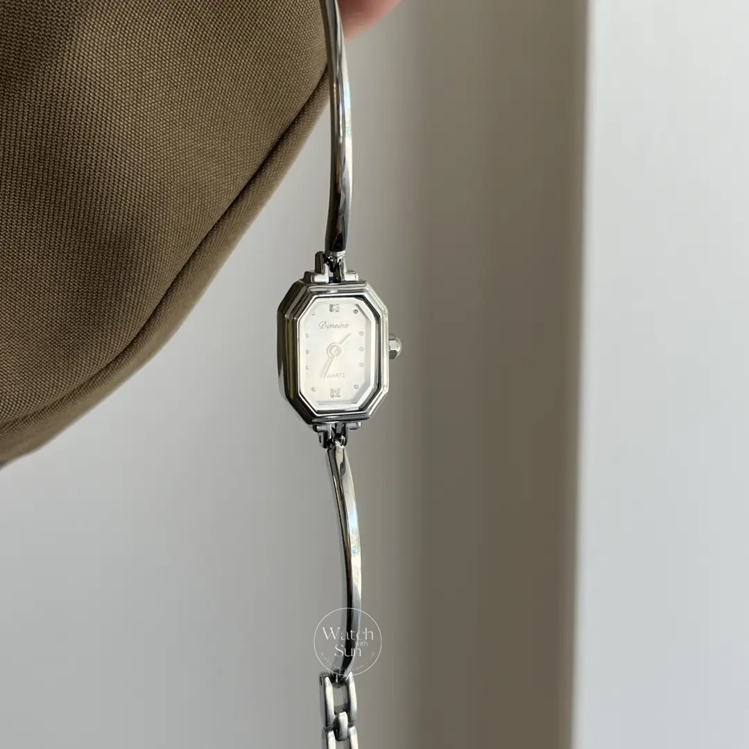 Vintage-Inspired Silver Octagon Bracelet Watch Small Face Watch for Women