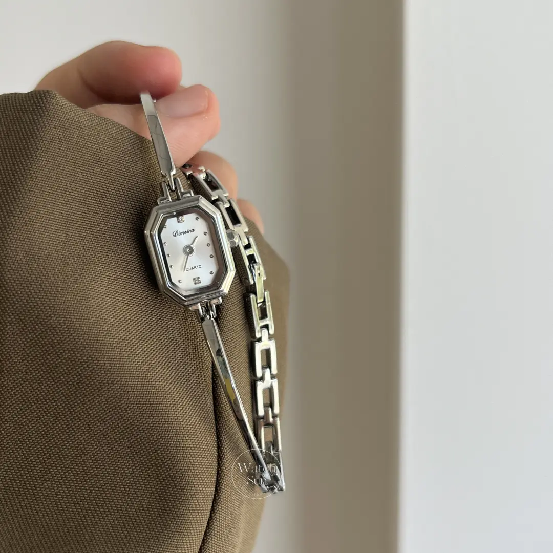 Vintage-Inspired Silver Octagon Bracelet Watch Small Face Watch for Women