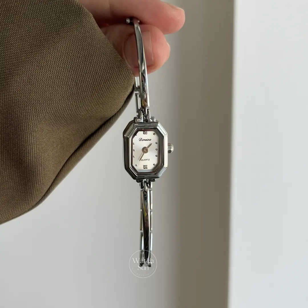 Vintage-Inspired Silver Octagon Bracelet Watch Small Face Watch for Women
