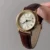 Classic Brown Leather Big Round Face Roman Number Dial Watch for Women