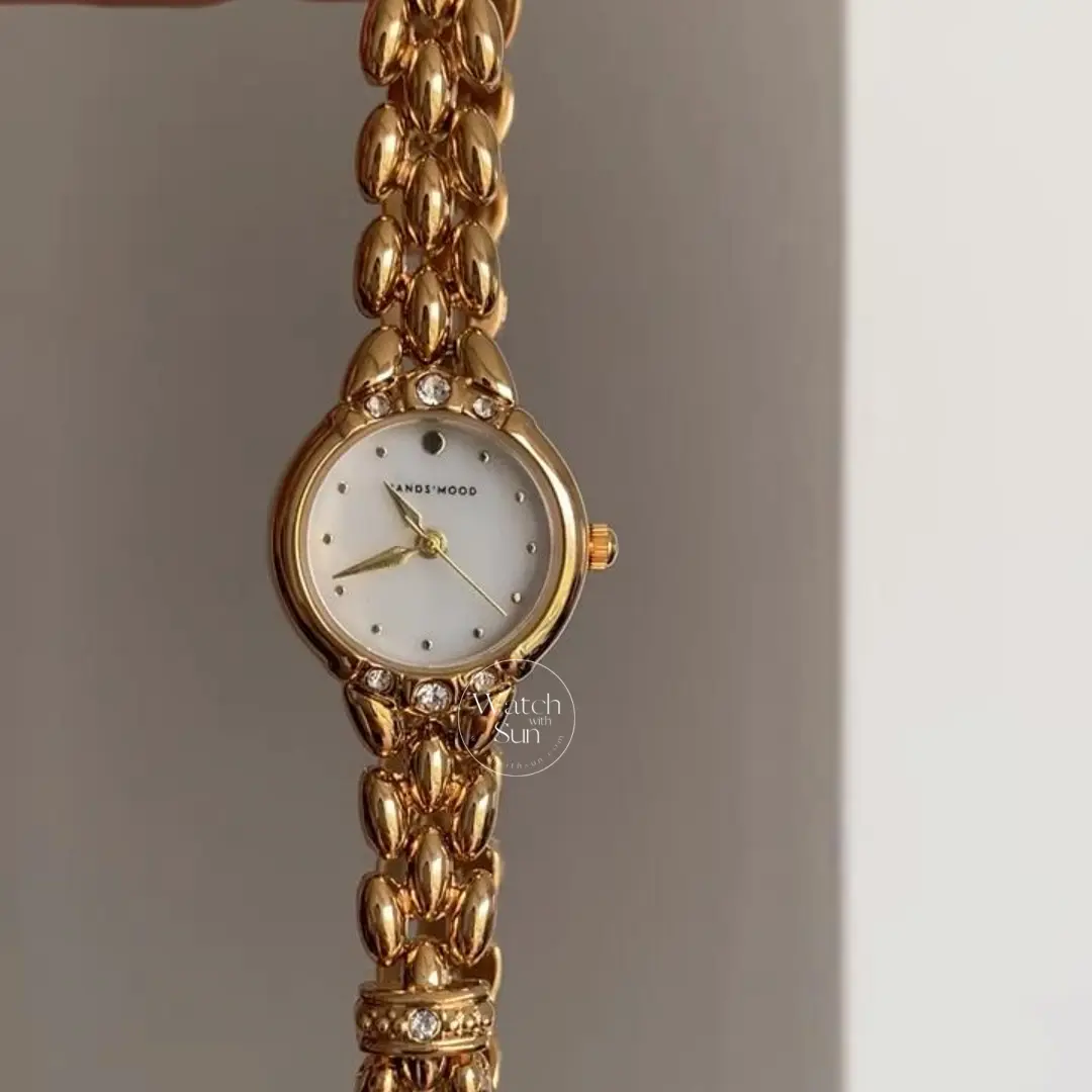 Dainty Gold Small Face Watch Mother of Pearl Dial Bracelet Watch for Women